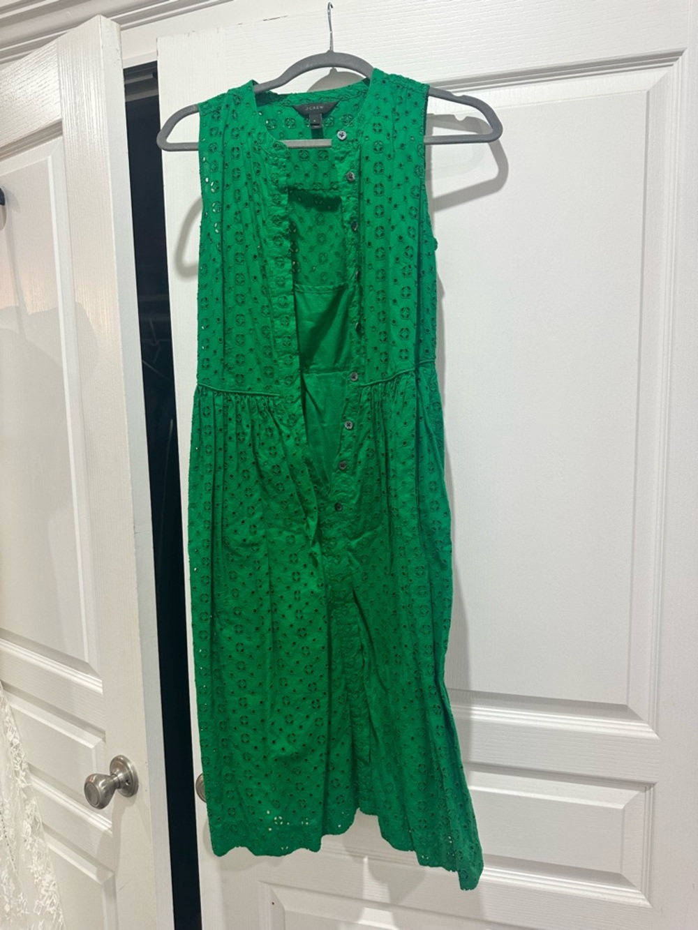 J. Crew Bright Green Eyelet Sleeveless Jumpsuit